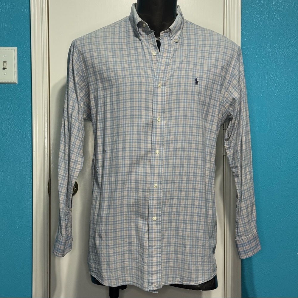 Ralph Lauren Pastel Plaid 100% Cotton Long sleeve button down Shirt L GUC - Picture 4 of 10
